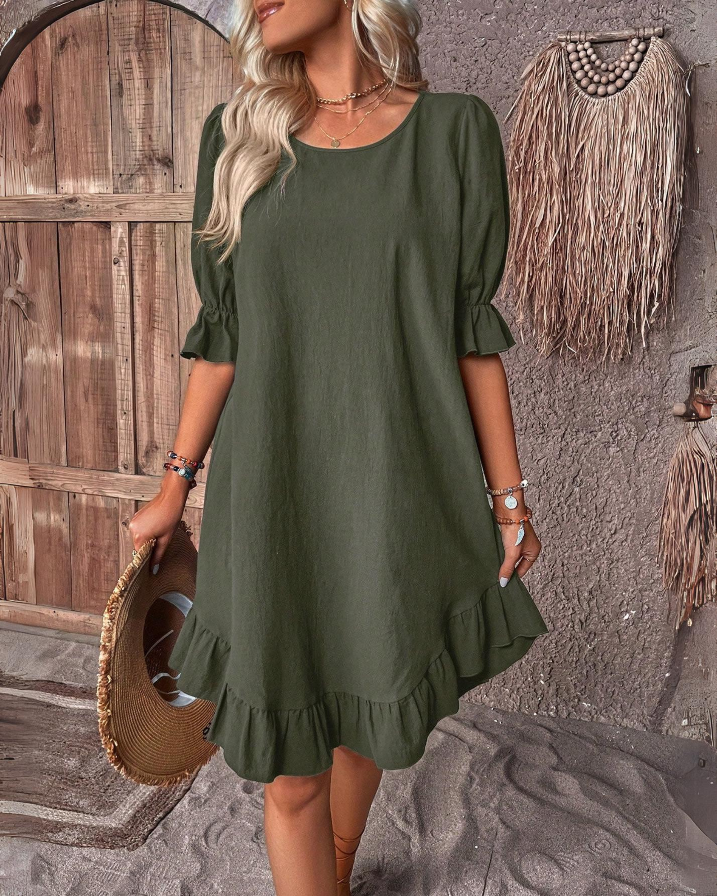 Deli - Dress with Puffed Sleeves