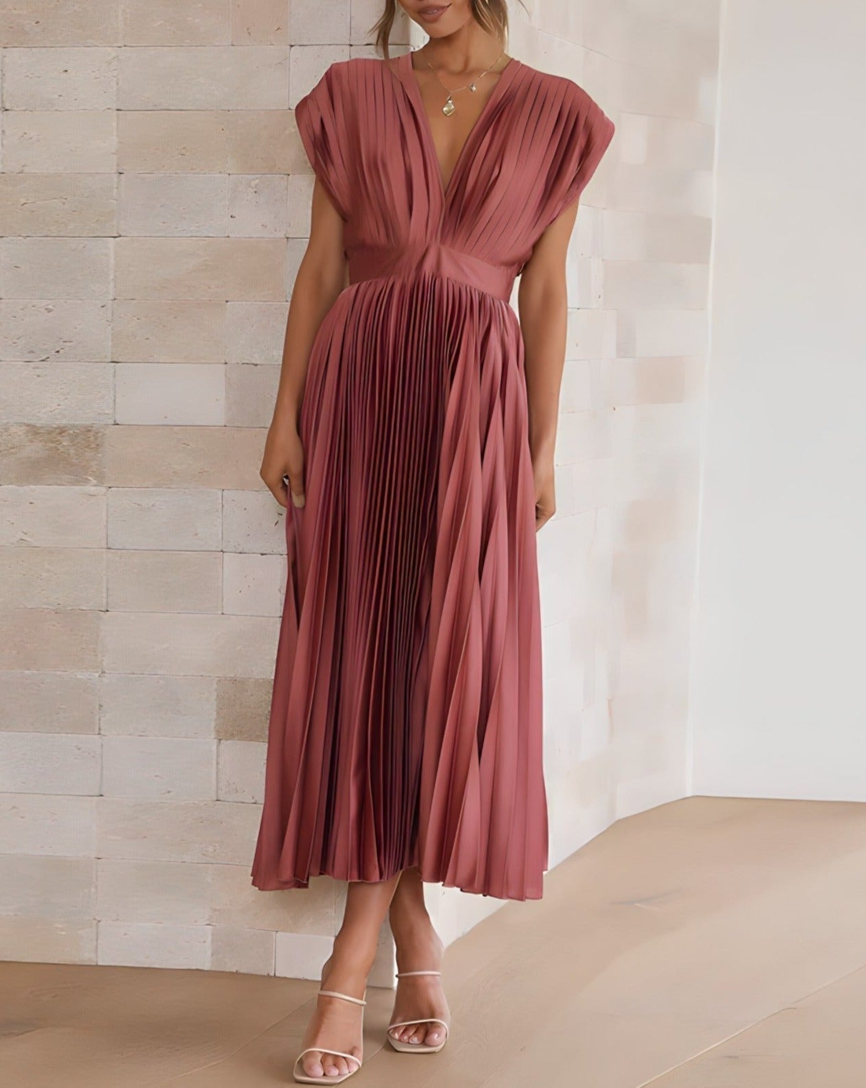 Elena - Sleeveless Pleated Midi Dress